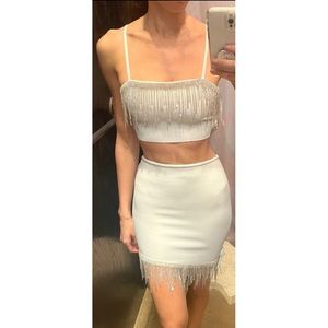 Akira “thank me later” white matching mini skirt and blouse - NWT